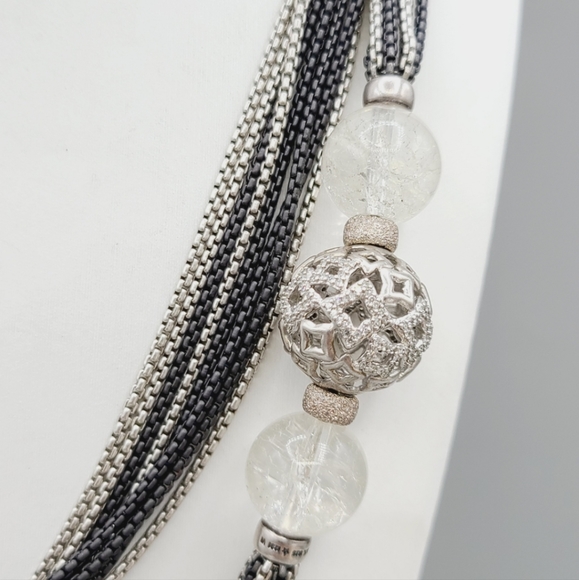 David Yurman Diamond Quatrefoil Tapestry Quartz Bead Multistrand ChainNecklace - Picture 4 of 4
